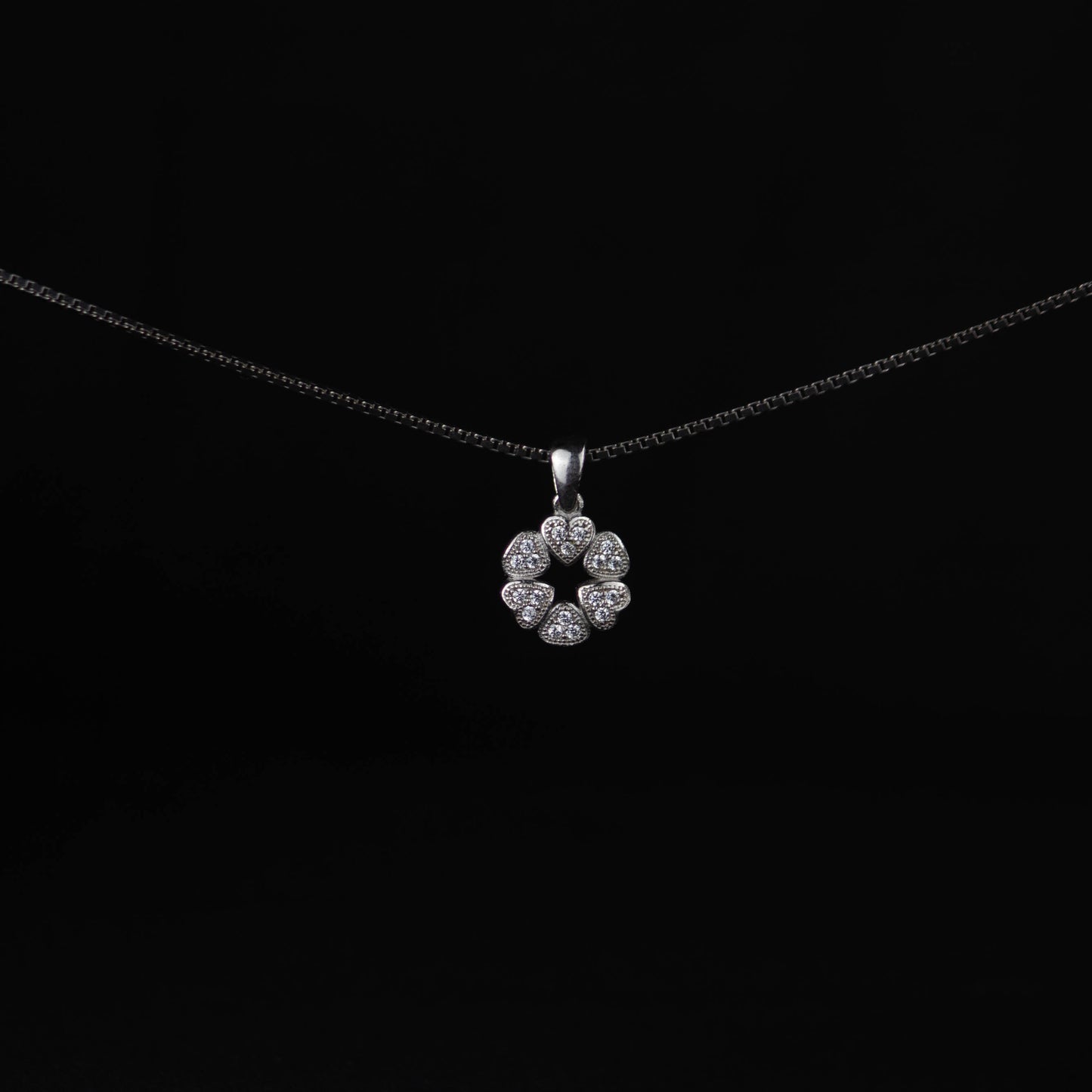 Heart Clover – Pendant in 925 Sterling Silver with Zircon