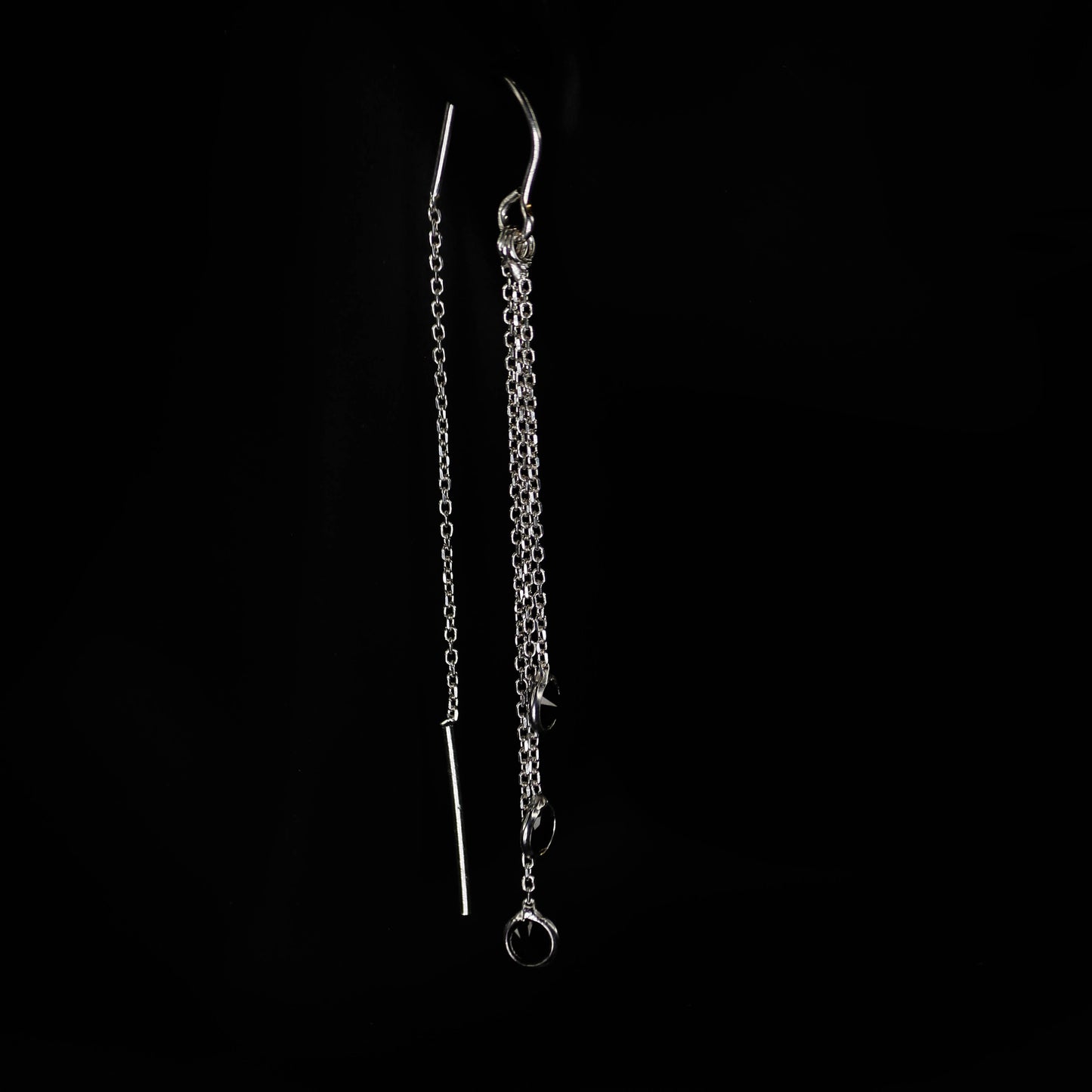 Black Dangle Earrings in 925 Sterling Silver