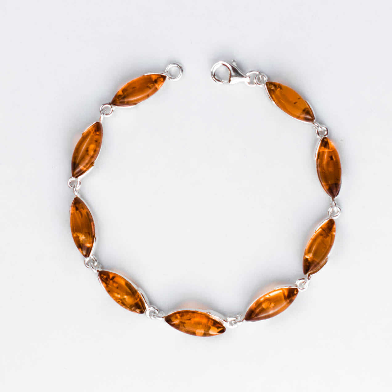 Amber Leaves Bracelet in 925 Sterling Silver with Amber