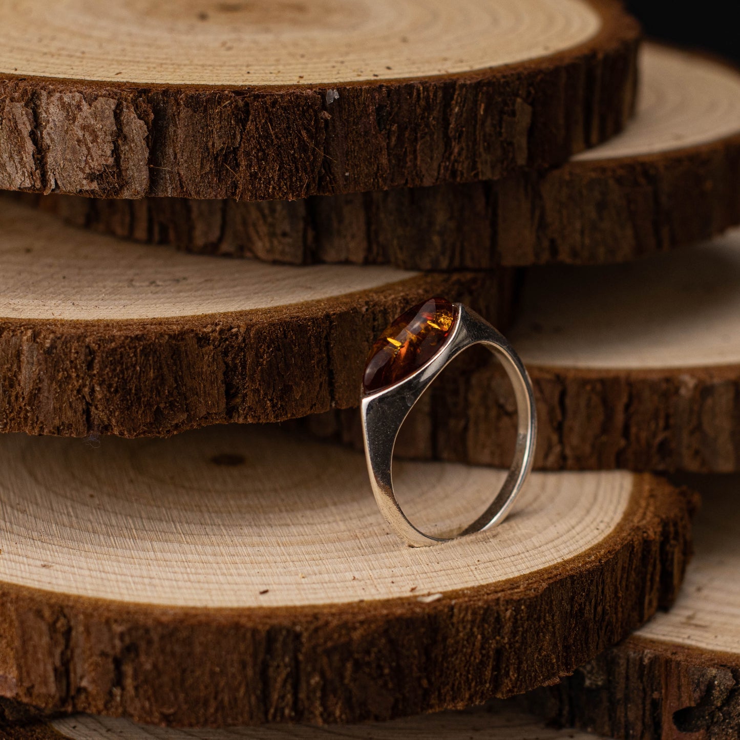 Golden Mirage Ring i 925 Sterling Silver med Bärnsten