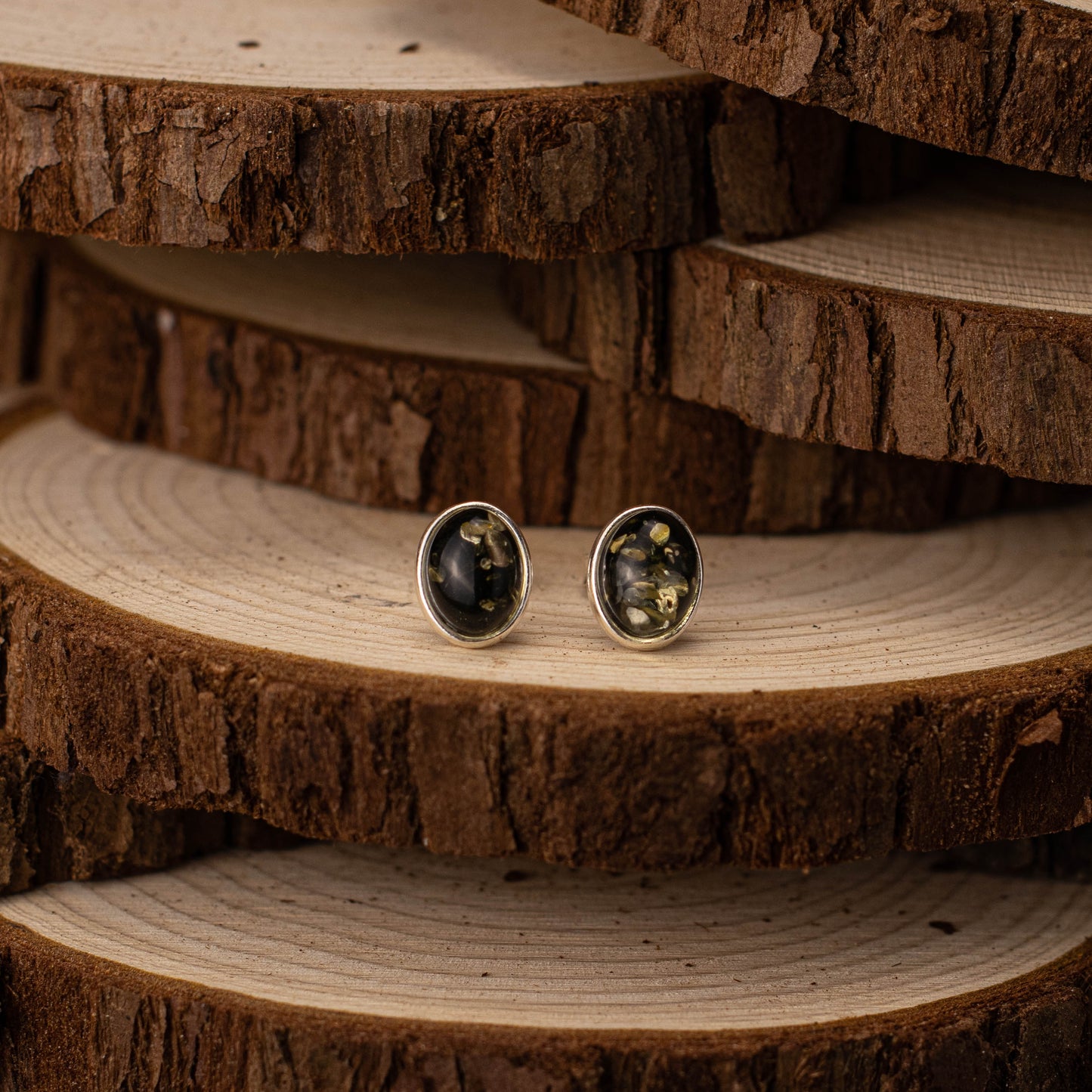 Dusk Ring in 925 Sterling Silver with Amber