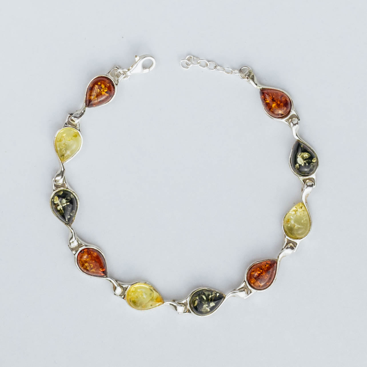 Crown Bracelet in 925 Sterling Silver with Amber