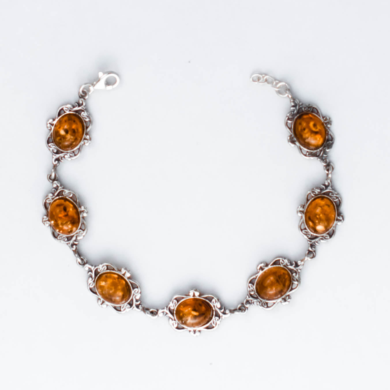 Sunfire Bracelet in 925 Sterling Silver with Amber