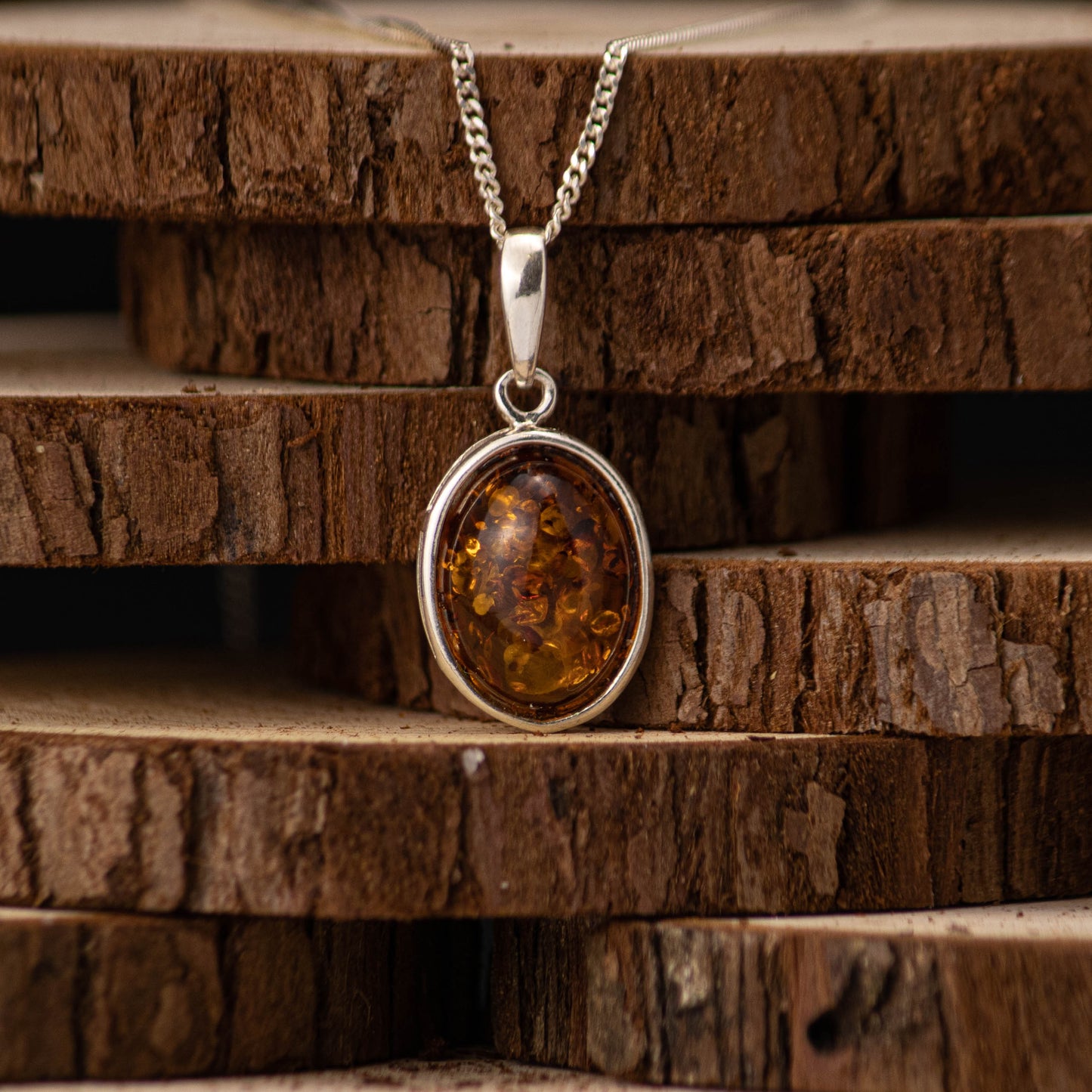 Honey Hänge i 925 Sterling Silver med Bärnsten