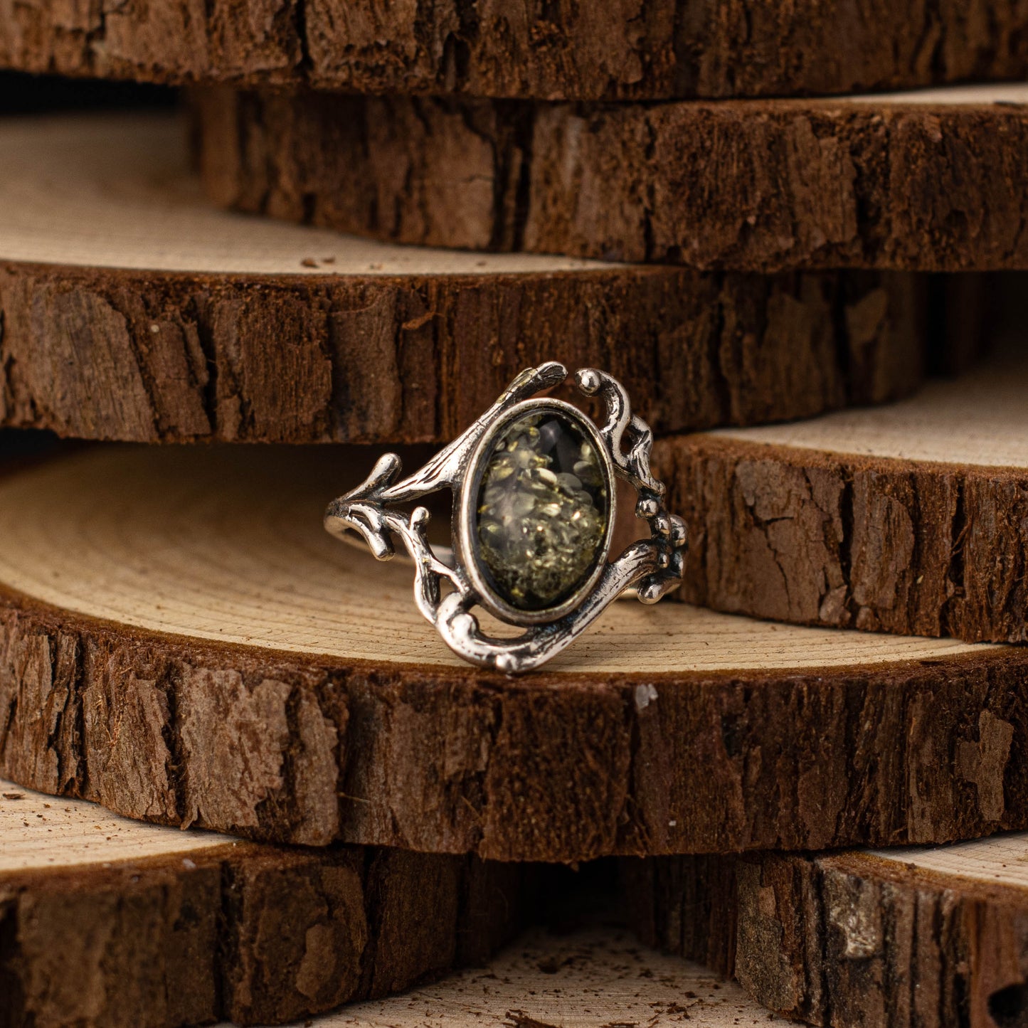 Lily Ring i 925 Sterling Silver med Bärnsten