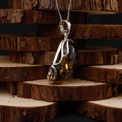 Amber Night Elegance hänge i 925 Sterling Silver med Bärnsten