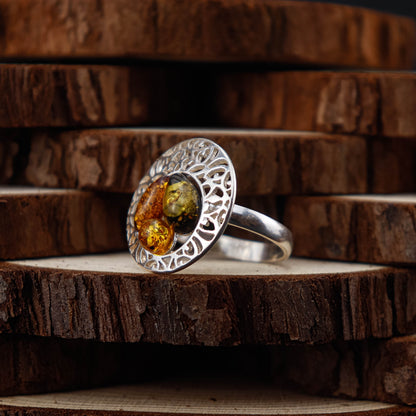 Circle of Nature ring i 925 Sterling Silver med Bärnsten