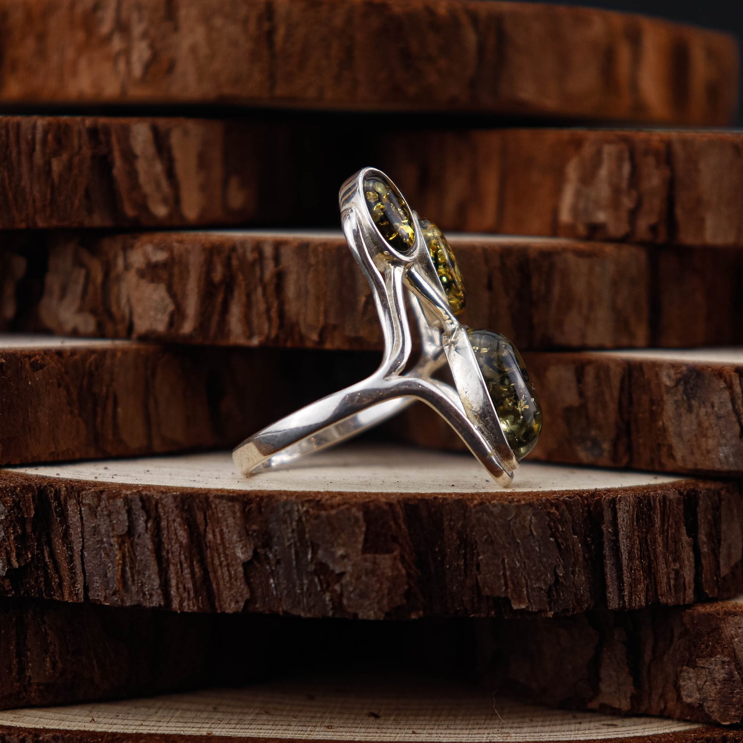 Green Harmony ring i 925 Sterling Silver med Bärnsten
