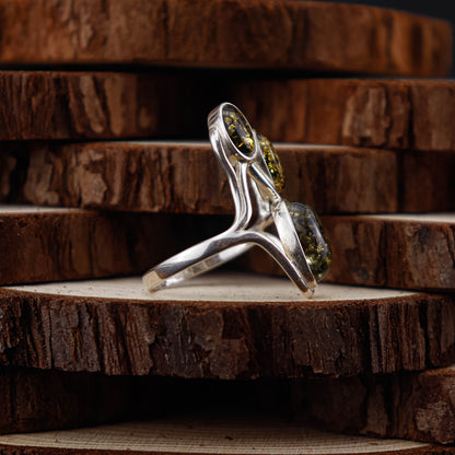 Green Harmony ring i 925 Sterling Silver med Bärnsten