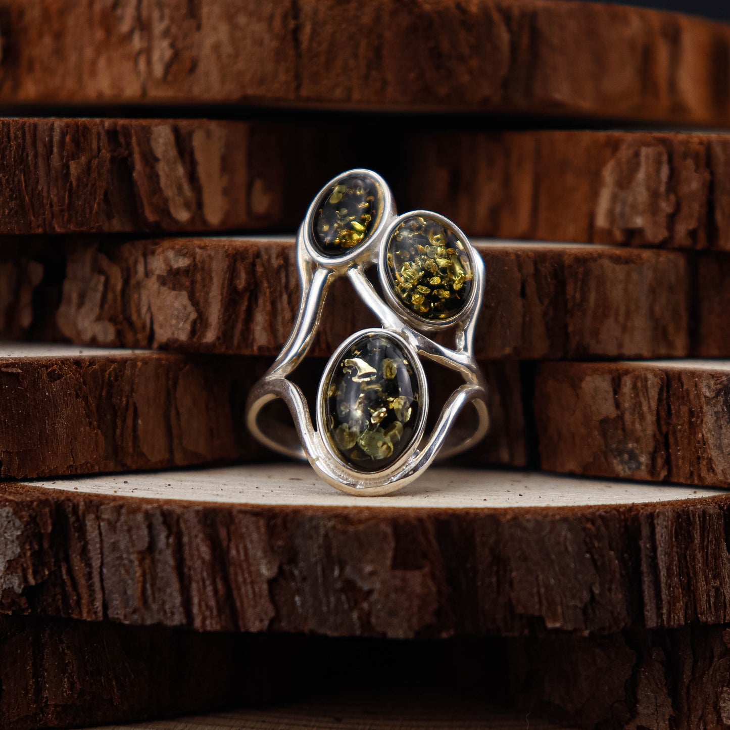 Green Harmony ring i 925 Sterling Silver med Bärnsten
