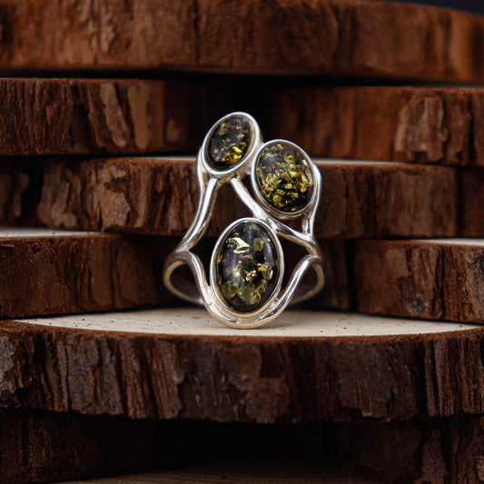 Green Harmony ring i 925 Sterling Silver med Bärnsten