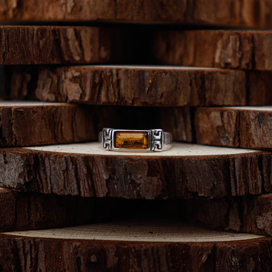 Forest Elegance ring i 925 Sterling Silver med Bärnsten