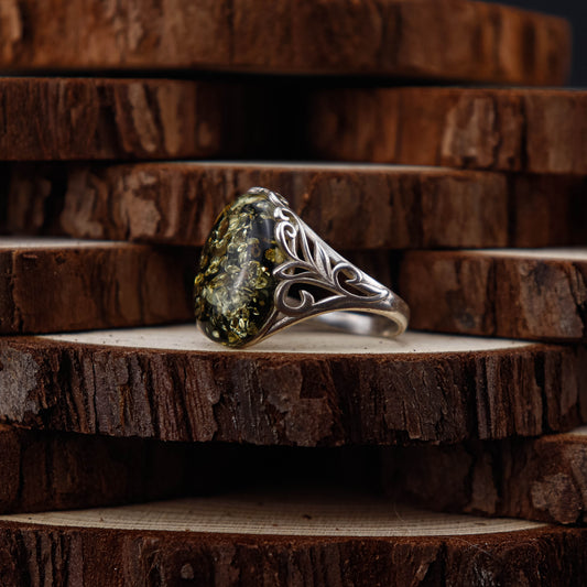 Forest Elegance ring i 925 Sterling Silver med Bärnsten