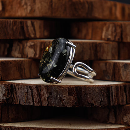Nordic Forest Statement ring i 925 Sterling Silver med Bärnsten