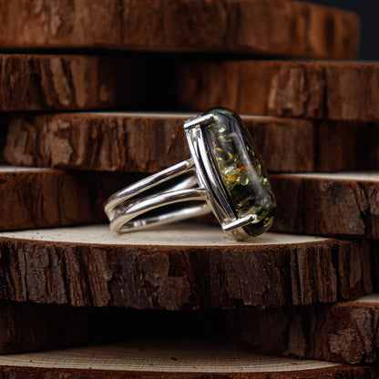 Nordic Forest Statement ring i 925 Sterling Silver med Bärnsten