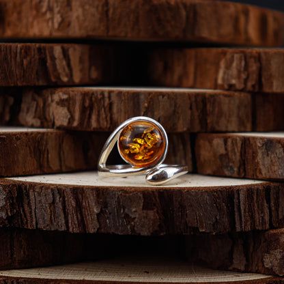 Amber Flow ring i 925 Sterling Silver med Bärnsten
