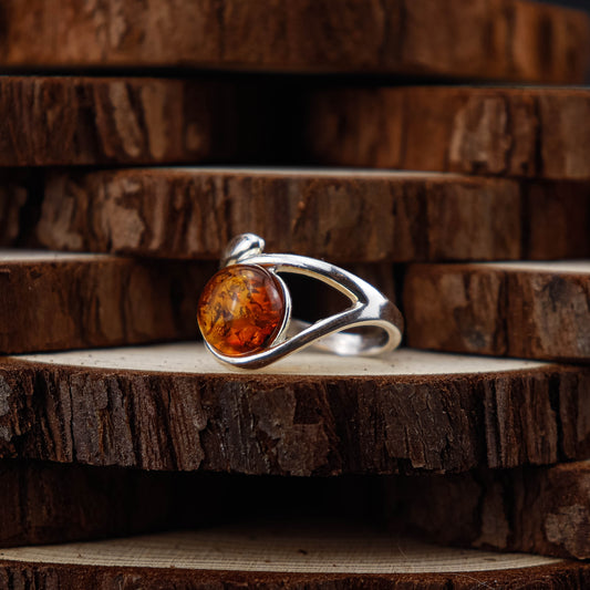 Amber Flow ring i 925 Sterling Silver med Bärnsten