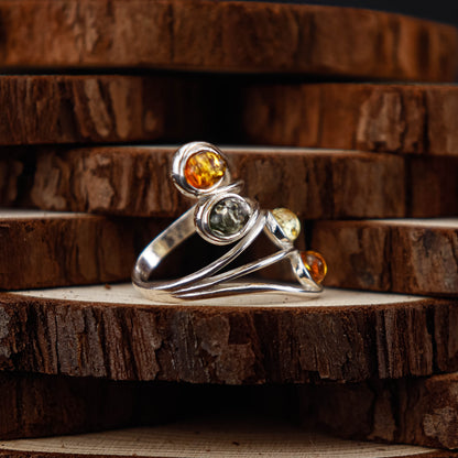 Amber Harmony ring i 925 Sterling Silver med Bärnsten