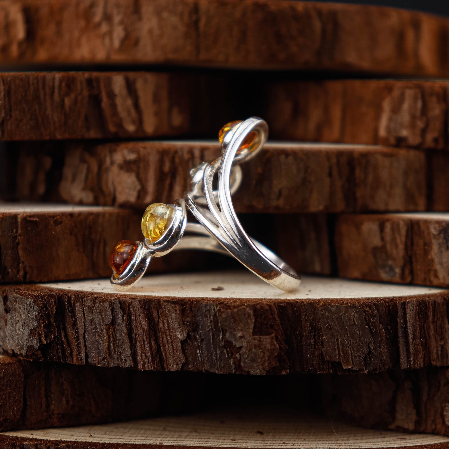 Amber Harmony ring i 925 Sterling Silver med Bärnsten
