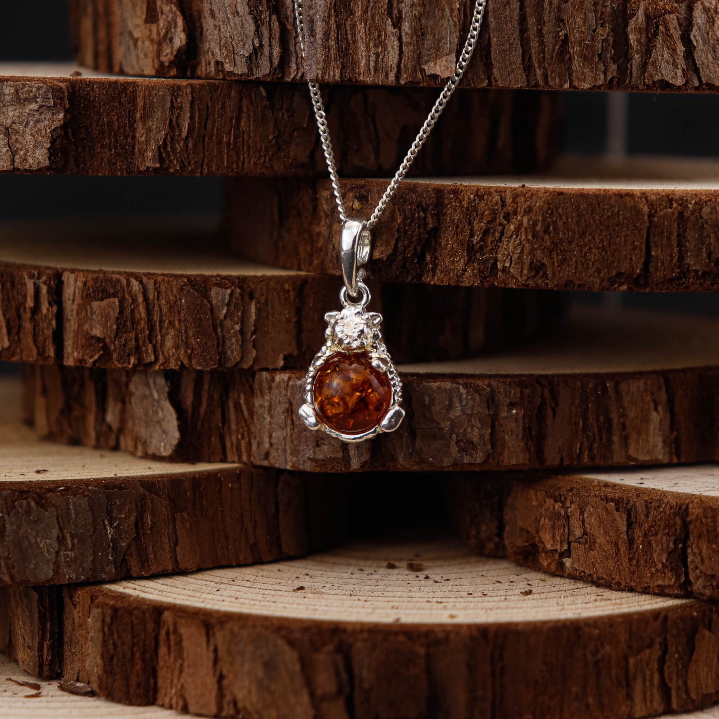 Amber cat classic hänge i 925 Sterling Silver med Bärnsten