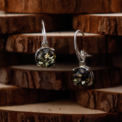 Forest Sphere Elegance Örhängen i 925 Sterling Silver med Bärnsten