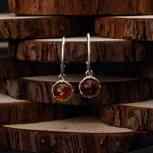 Amber Classic Dot örhängen i 925 Sterling Silver med Bärnsten