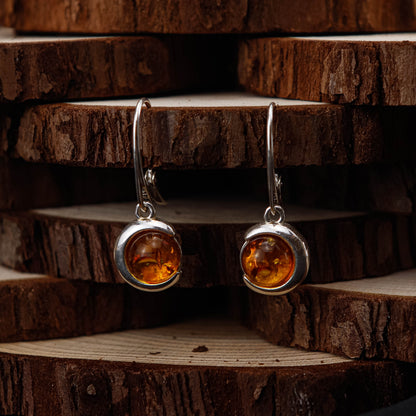 Amber Soft Circle örhängen i 925 Sterling Silver med Bärnsten