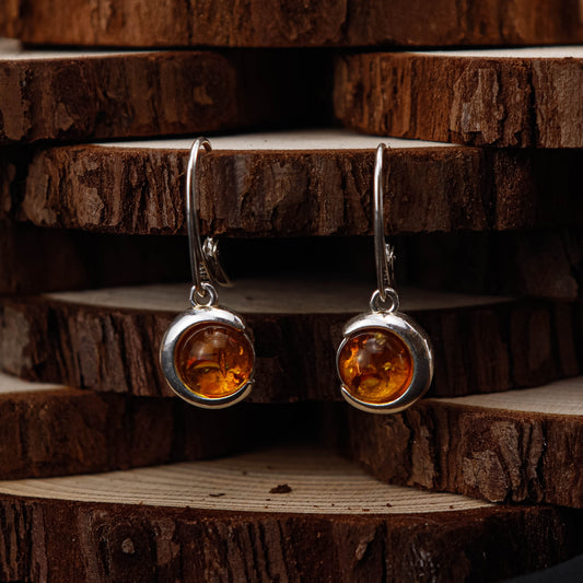 Amber Soft Circle örhängen i 925 Sterling Silver med Bärnsten