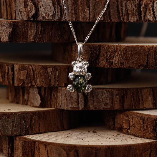 Amber Bear Green i 925 Sterling Silver med Bärnsten