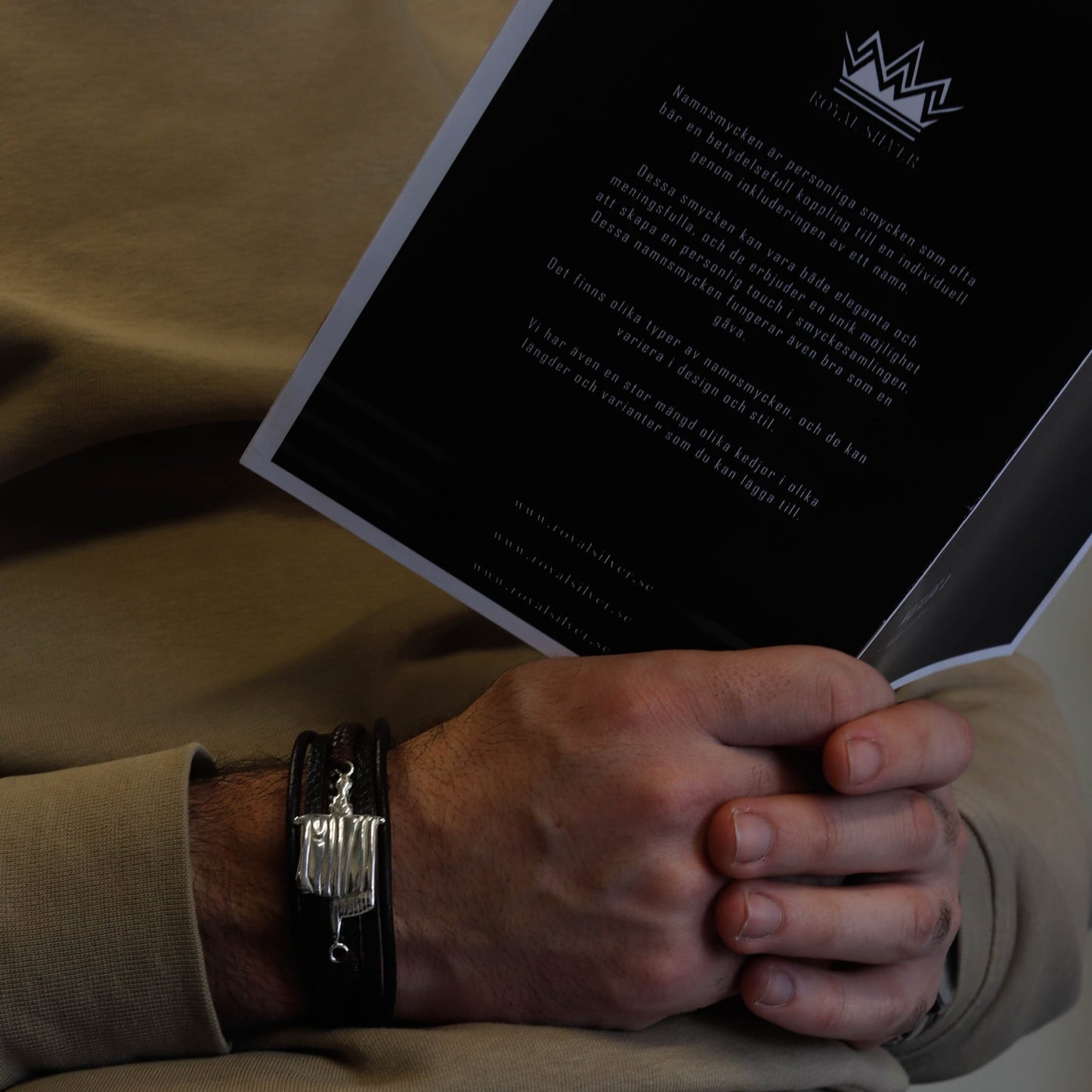 Läder-Darfesh Armband i 925 Sterling Silver