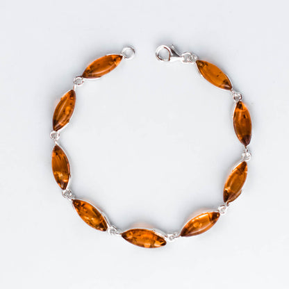 Amber Leaves Armband i 925 Sterling Silver med Bärnsten