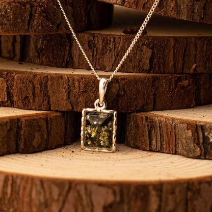 Forest Light Pendant in 925 Sterling Silver with Amber