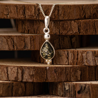 Nectar Pendant in 925 Sterling Silver with Amber
