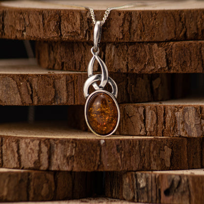 Celeste Pendant in 925 Sterling Silver with Amber