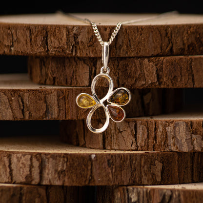 Harmony Amber Pendant in 925 Sterling Silver with Amber