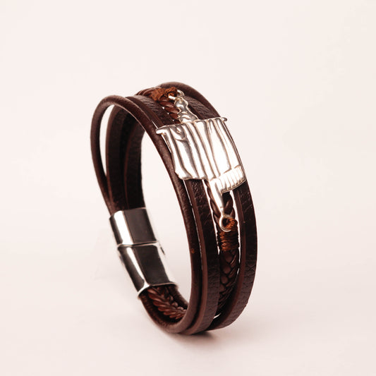 Läder-Darfesh Armband i 925 Sterling Silver