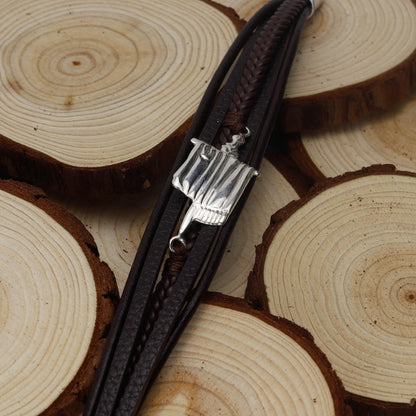 Läder-Darfesh Armband i 925 Sterling Silver